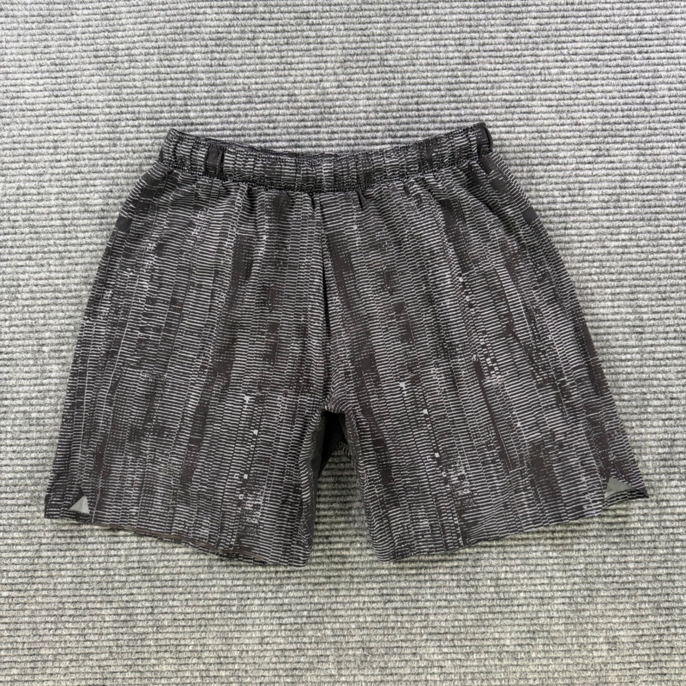Lululemon Zeroed In Linerless Short 6" Grey Black Dash Print Mens Medium LM7940S